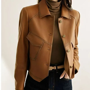 Nouvelle veste en cuir pour femmes 2025, cuir court pour femmes, mode automne - Product Image 6