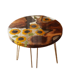 Mesita auxiliar de terrazo moderna hecha a mano, mesita de noche cuadrada redonda o mesa decorativa, diseño compuesto de mármol y resina duradero - Product Image 1