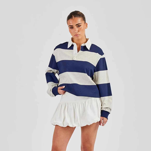 Camiseta de punto casual para mujer al por mayor, mezcla de algodón y poliéster, con logotipo personalizado en la parte delantera, del fabricante. - Product Image 6