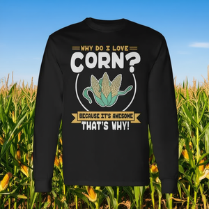 Simpatica maglietta a maniche lunghe con disegno di pannocchia, divertente design a tema cibo per gli amanti del mais - Product Image 3