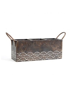 Support de rangement pour ustensiles de table en bois de haute qualité en bois avec poignée en fer porte-couverts par Indian Metal World - Product Image 1