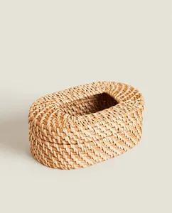 Hot Selling <b>Box</b> <b>Tissue</b> Rattan Natural Eco Friendly Handmade Using for Decoration Customized Packing Made in Vietnam Manufacturer - Product Image 4
