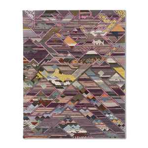 พรมไหมพรมทอมือขนาดใหญ่ลายเรขาคณิตสีชมพูม่วงจาก Jaipur Rugs ZA Weaver Art Reserve เหมาะสำหรับตกแต่งบ้านและทางเดินรูปทรงสี่เหลี่ยมผืนผ้า - Product Image 1