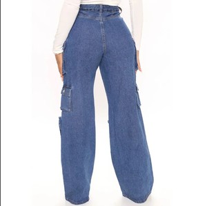 Vente directe d'usine OEM taille haute droite coupe ample femmes jean baggy jean pantalon pour dames - Product Image 4