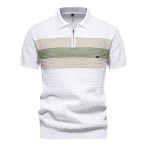 Polo de Golf de manga corta sólido elástico de alta calidad para hombre, calcomanías bordadas de punto antiarrugas informales con botones impresos - Product Image 2