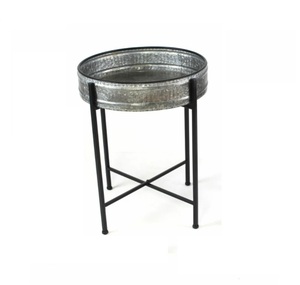Table basse en métal, fer, argent et noir, meubles de chambre, Table ronde, personnalisation disponible, offre spéciale - Product Image 1