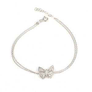 925 Sterling <b>Silver</b> Fine <b>Charm</b> <b>Bracelet</b> with Butterfly Model Chain Style - Product Image 1