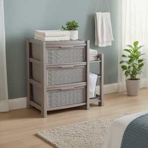 ARIANNA 3C Space-Saving Taupe Grey Plastic <b>Chest</b> of Drawers 39x39x63.5cm Clothes <b>Storage</b> Drawers for Bathroom Model 8025646908 - Product Image 3