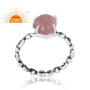 Meilleure vente 925 argent Sterling naturel fraise Quartz bague en pierres précieuses fabricant de bijoux personnalisés - Product Image 1