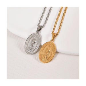 Joyería de Acero Inoxidable para Mujer, Collar con Colgante de Madre María Cristiana, PVD Chapado en Oro, Collares DE LA Virgen María de Guadalupe - Product Image 1