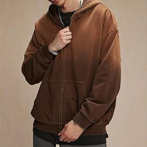 Sudadera Unisex con Cremallera, Estilo Holgado, Vintage, Lavado Ácido, Felpa, 100% Algodón, Diseño Liso, Invierno, Ecológica, Estilo Urbano - Product Image 6