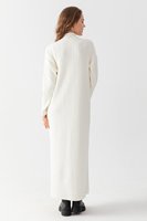 Robe en tricot pour femme, écologique, taille naturelle, col roulé, manches longues, chaude, élégante, confortable, avec fente, services OEM personnalisés