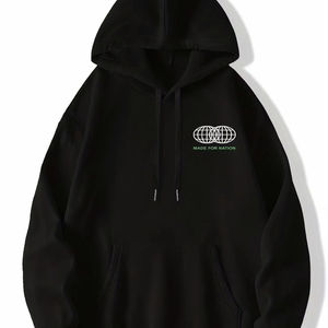 Sudadera con Capucha Marrón con Estampado Vintage, Estilo Urbano, Corte Holgado, Algodón Grueso, Moda Urbana, Estampado Trasero Moderno, Uso Diario Informal - Product Image 4