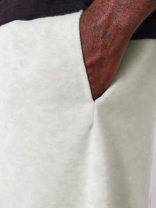 <b>Light</b> Grey Straight Corduroy Heavyweight Vintage Men's Sweatpants Washed Mid Rise Breathable Drawstring Joggers Relaxed Fit - Product Image 6