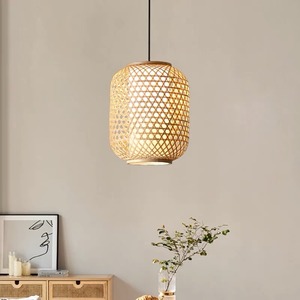 Modern Boho Style <b>Bamboo</b> Pendant <b>Light</b> Round Ceiling Lamp <b>Shade</b> in Rattan Material for Home Decor for Living Room Resort Hotel - Product Image 1