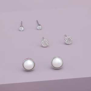 ต่างหูเพทายทรงกลมสำหรับเป็นของขวัญ ทำจากโลหะผสมสังกะสีและสแตนเลส - Product Image 4