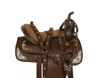 Juego de sillín de barril sintético occidental de tachuela de caballo de carreras inglés de calidad superior excelente sillín de caballo sintético de Carreras de Caballos - Product Image 1