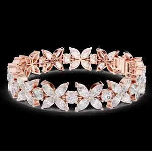 Moissanite Stones Full Iced Hip Hop Style Pulseras y brazaletes de diamantes Round & Pear Diamond Tester 925 Sterling Silver - Product Image 3