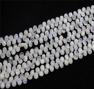 เรนโบว์มูนสโตนพลอยเรียบแพร์ธรรมดาสําหรับเครื่องประดับทําหินแฮนด์เมดลูกปัดสีขาว - Product Image 2