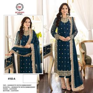 NOORIE MAAHRU MERUB COSTUME 3PC SALWAR NON COUDU BRODÉ - Product Image 3