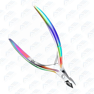 Professional Double Nail Clipper Cuticle Nippers 5 Color Options Curved Blade Stainless Steel Eco-friendly Beauty <b>Tool</b> - Product Image 3