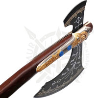 Meistverkaufte Industriequalität Leviathan Doppelklingen-Axt Game God War Maßgefertigte Handarbeit Hochkohlenstoffstahl Rosenholzgriff 35 Zoll