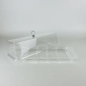 Rectangular Acrylic Vintage Serving Dish <b>Food</b> Tray with Lid for <b>Party</b> - Product Image 4