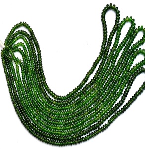 Chrome Diopside Gemstone 3mm-5mm Smooth Rondelle <b>Stone</b> <b>Beads</b> - Product Image 2