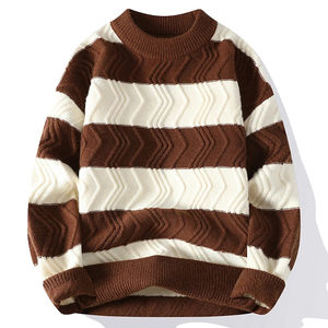 New Autumn Winter Top Grade Luxury Striped <b>Christmas</b> Pullovers Fashion Mens <b>Sweaters</b> Thick Warm Loose <b>Sweater</b> Men - Product Image 3