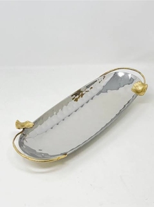 Plateau en acier inoxydable de style vintage fantaisie, best-seller, avec poignée dorée, résistant aux aliments, passe au lave-vaisselle et au micro-ondes, pour usage en restaurant - Product Image 6