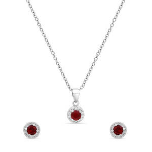 Conjunto de Joyería Zarkan Red Delight Dot Plateado con Patrón Geométrico en Oro de 18k y Platino, Moderno y Religioso, para Regalo de Compromiso o Aniversario - Product Image 1