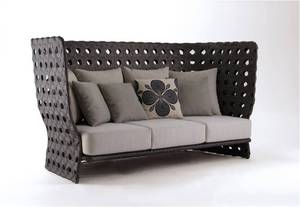 ชุดโซฟาหวายโพลีเอสเตอร์กลางแจ้งที่ทันสมัย PRSF-005สำหรับห้องนั่งเล่นและภายนอกของวิลล่า - Product Image 3