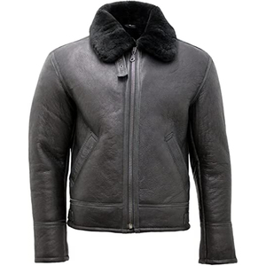 Chaqueta de Cuero de Cordero Negra para Hombre de Moda/Chaquetas de Cuero para Hombre/Chaquetas de Cuero de Pakistán Chaquetas de Cuero Ajustadas de Manga Larga para Hombre - Product Image 1