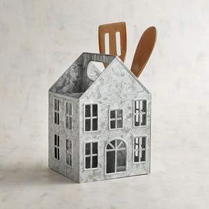 StarDesign-Ensemble d'ustensiles de cuisine en or galvanisé à 4 sections, porte-ustensiles de forme ovale avec porte-couverts à bordure - Product Image 4