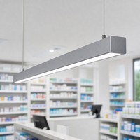 Lampe suspendue linéaire LED en aluminium de 1500 mm pour pharmacie, 6000K, dimmable, pour plafond de salle de distribution
