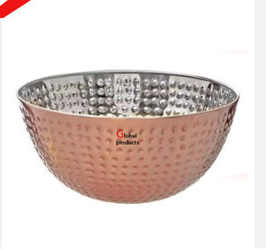 Tazón para servir comida de acero inoxidable con acabado dorado con diseño de hoja para restaurante y bar de hotel - Product Image 2