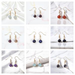 Round Healing Garnet Gemstone <b>Drop</b> <b>Earrings</b> - 925 <b>Silver</b> Handmade <b>Earrings</b> - Product Image 2