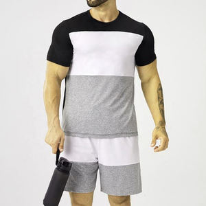 2025 haute qualité Logo personnalisé hommes été ensembles courts motif solide t-shirt et short grande taille survêtements - Product Image 5