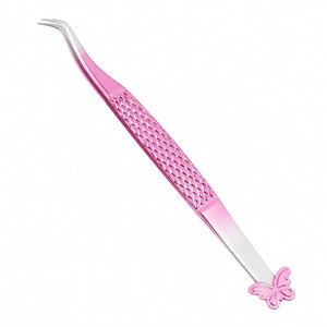 SHEARS BEAUTY แหนบติดขนตาผีเสื้อสีชมพู ปลายเรียบ/หยัก/ฟันปลา สแตนเลสสตีล ป้องกันไฟฟ้าสถิตย์ ทนทาน เครื่องมือความแม่นยำสูงสำหรับ - Product Image 2