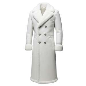 2026 Mens <b>Fur</b> Leather Long <b>Coat</b> High-Quality White Cowhide Leather Fashionable Winter Outerwear - Product Image 6