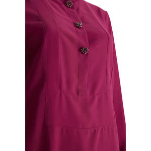 Tunique en mousseline de soie brodée de fleurs pour femmes, coupe ample, style vintage, pour le bureau et les soirées - Product Image 2