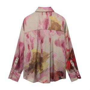 Floral Print <strong>Multi</strong> <strong>Color</strong> Long Sleeve Turn Down Collar Buttons up Casual Fashion Modest Tops <strong>Blouse</strong> Shirts for Women