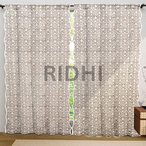 Rideau en coton lavable Ridhi Warm Stone Brown à motifs floraux imprimés à la main, pour fenêtre et porte, design indien, décoration tendance pour la maison 2025 - Product Image 2
