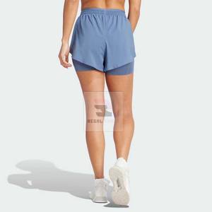 High Quality Unisex Double Layer Running <b>Shorts</b> Casual Solid Pattern with Lace <b>Decoration</b> Eco-Friendly Plain Dyed - Product Image 3