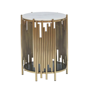 Table d'appoint ovale moderne en or avec plateau miroir, meuble d'appoint élégant pour salon, décoration d'intérieur haut de gamme - Product Image 3