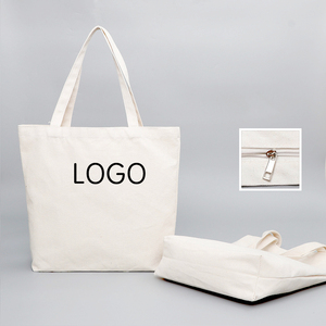 Custom Printed logo Solid Color Mini Canvas Tote <b>Bag</b> Cotton Beach Personalized Cotton Grocery Shopping <b>Bag</b> With Zipper - Product Image 2