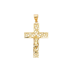 Pendentif croix élégant classique en plaqué or jaune 14 carats Bijoux religieux fantaisie Hommes Femmes Enfants Pierre de zircon Alliage métallique - Product Image 1