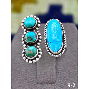 Bague ajustable artisanale Southwest Emerald Valley avec turquoise eau blanche et sertissage clos en argent sterling, idéale pour un cadeau - Product Image 2