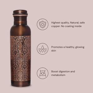 Bouteille d'eau en cuivre pur Avantages pour la santé ayurvédiques faits à la main Verres écologiques étanches pour un usage quotidien - Product Image 3