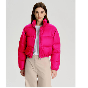 Custom Made Logo Design <b>Summer</b> Women's Solid Jackets Breathable Thick Warm Puffer with Short Crop Ladies' Puffer Jacek - Product Image 2